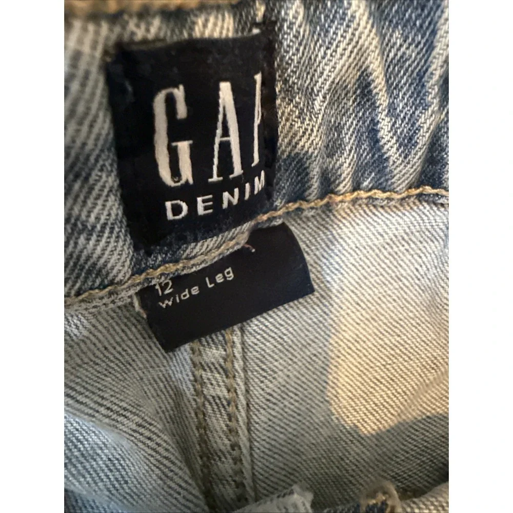 GAP Girls Size 12 Baggy Wide-Leg Light Wash Blue Denim Jeans Pockets